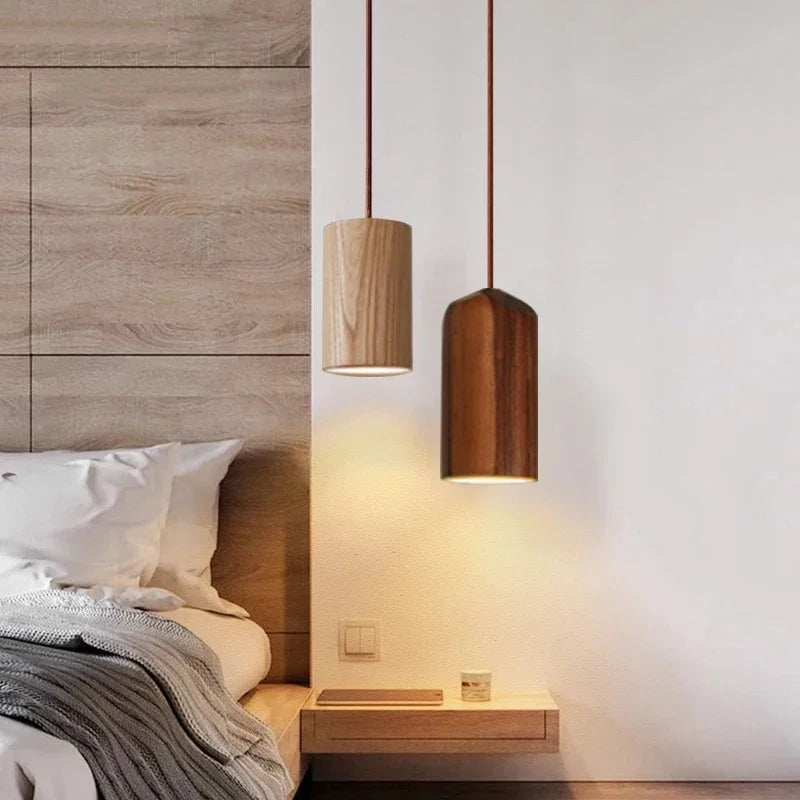 Scandinavian Wooden Pendant Light – Minimalist Design for Living Room and Bedroom | Natural Wood Look