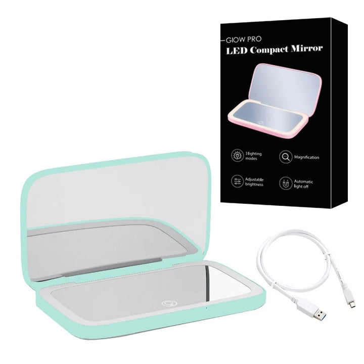 Compact LED Makeup Mirror with Double Magnification 1X and 10X