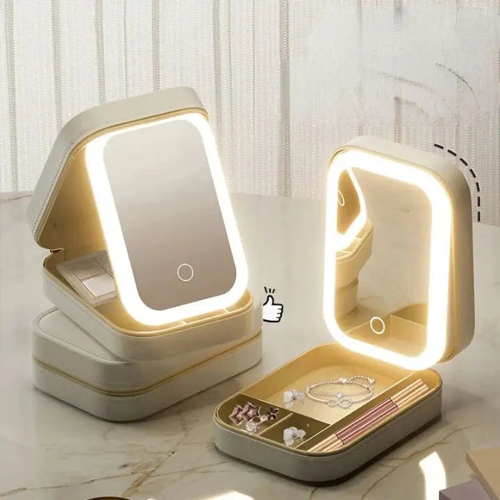 Cosmetic case with LED mirror – Makeup &amp; Organize anywhere