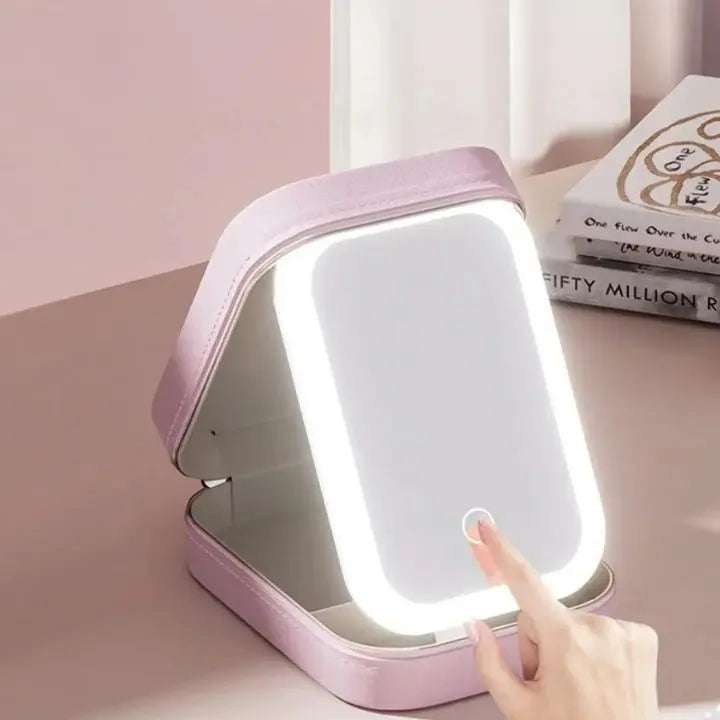 Cosmetic case with LED mirror – Makeup &amp; Organize anywhere