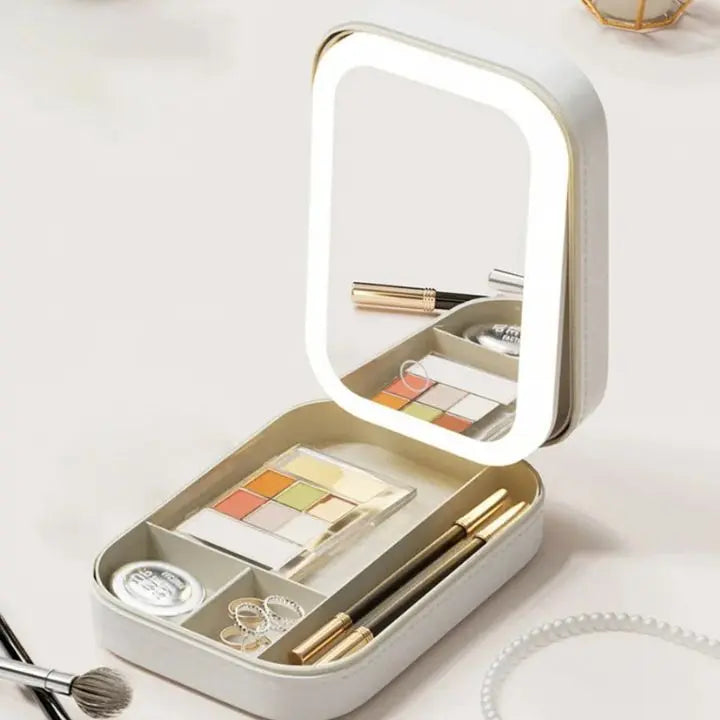 Cosmetic case with LED mirror – Makeup &amp; Organize anywhere