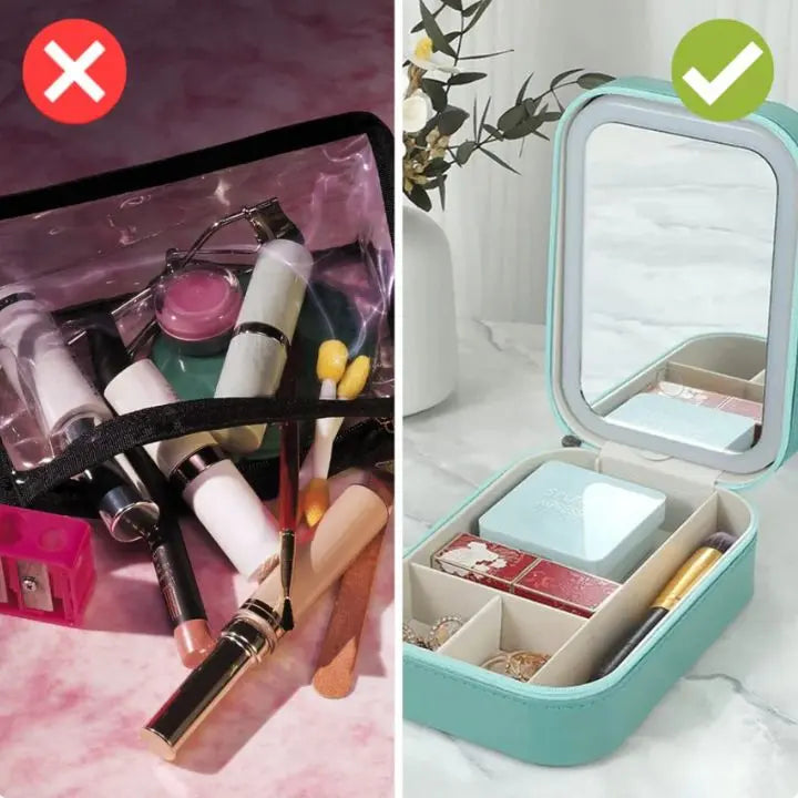 Cosmetic case with LED mirror – Makeup &amp; Organize anywhere