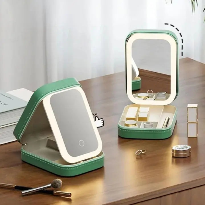 Cosmetic case with LED mirror – Makeup &amp; Organize anywhere