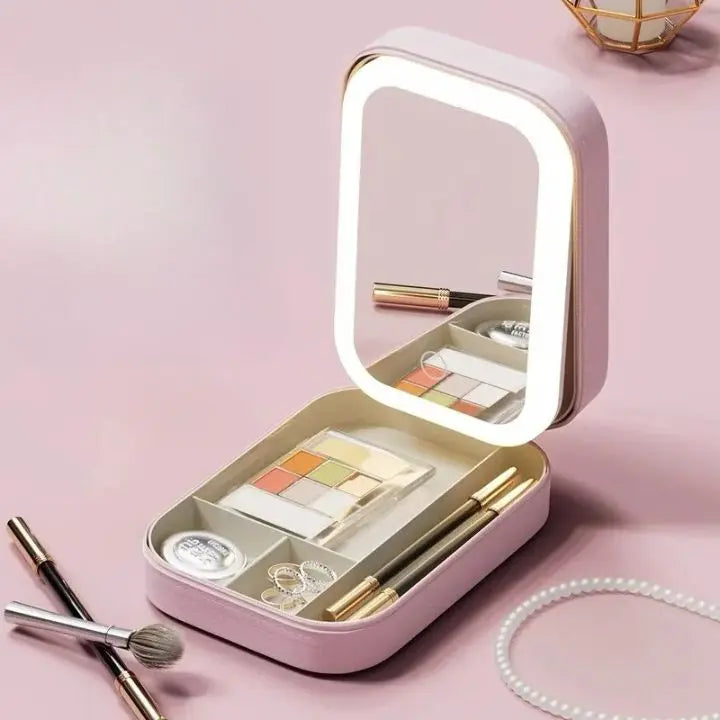 Cosmetic case with LED mirror – Makeup &amp; Organize anywhere