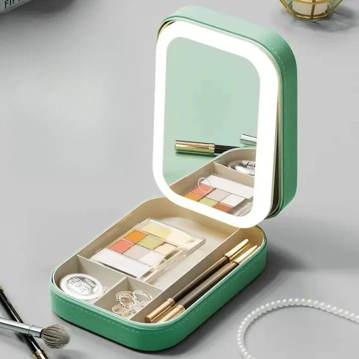 Cosmetic case with LED mirror – Makeup &amp; Organize anywhere