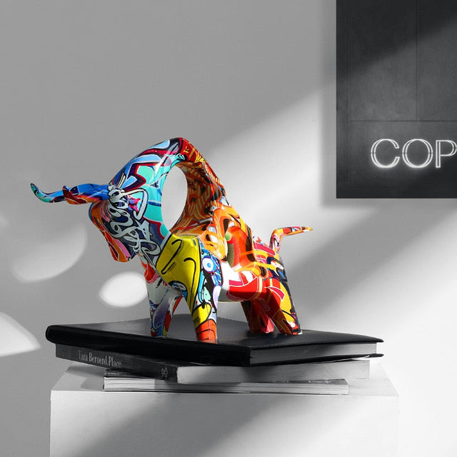 Art colourful Bull Sculpture