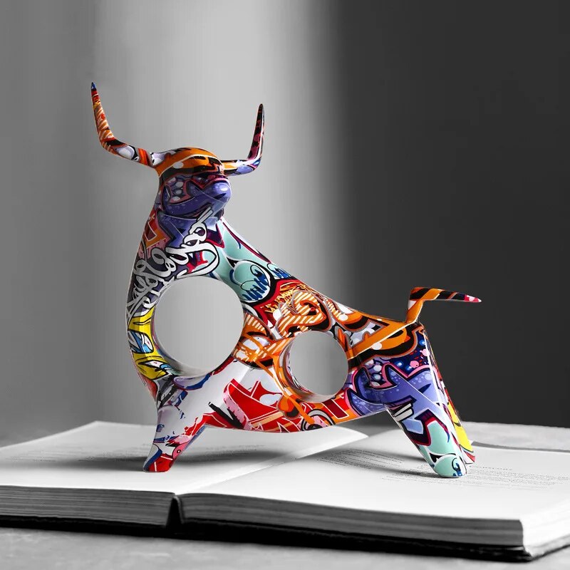 Art colourful Bull Sculpture