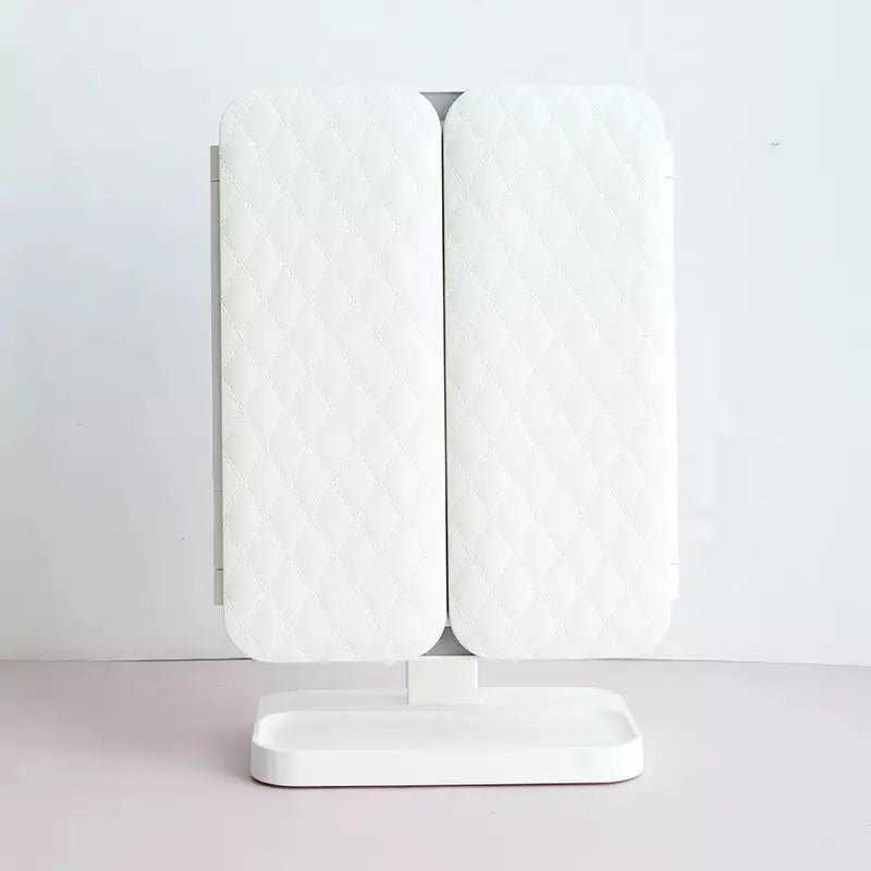 LED-Makeup mirror with adjustable lighting and magnification