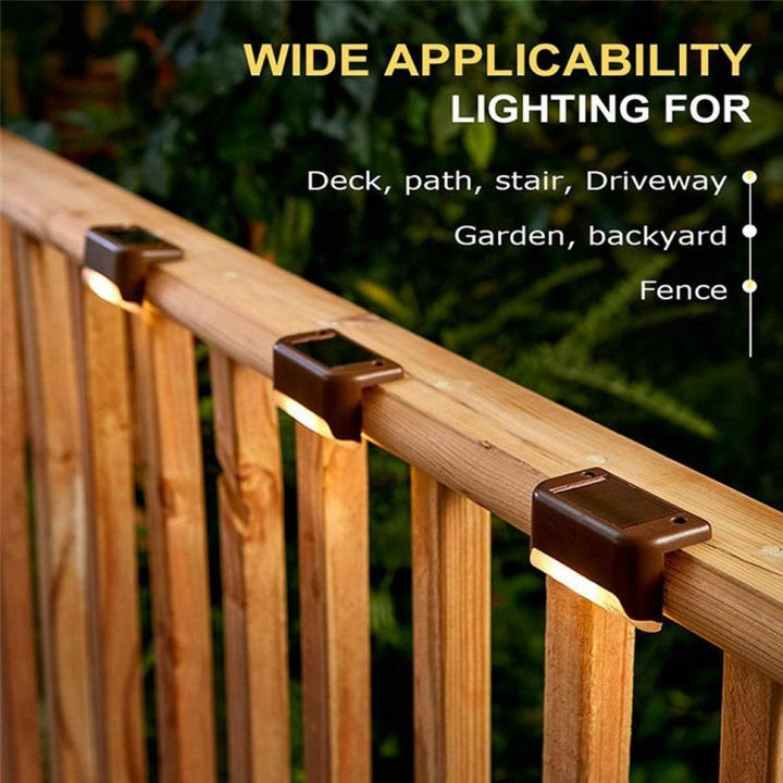 12 PCS Solar Powered LED Outdoor Step Light IP65 Waterproof Garden Lamp, Warm White Light (Brown)