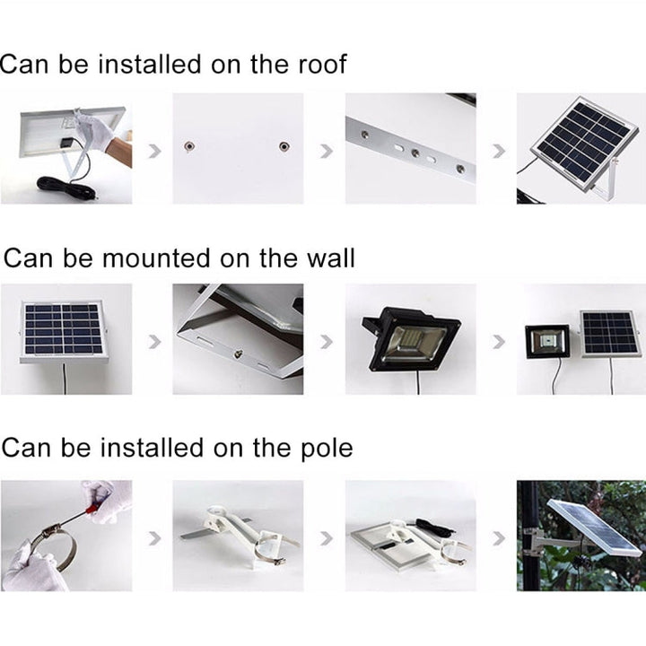10W 100 LEDs IP67 Waterproof Solar Power Floodlight with Remote Control