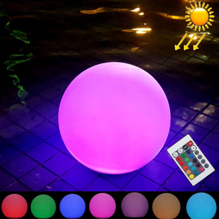 LEH-42321 40cm Round Ball Solar Power Lamp, Floating Garden colour Changing LED Light with 0.7W Monocrystalline Silicon Solar Panel &amp; Remote Control (White)