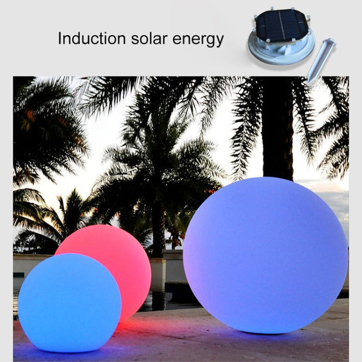 LEH-42321 40cm Round Ball Solar Power Lamp, Floating Garden colour Changing LED Light with 0.7W Monocrystalline Silicon Solar Panel &amp; Remote Control (White)