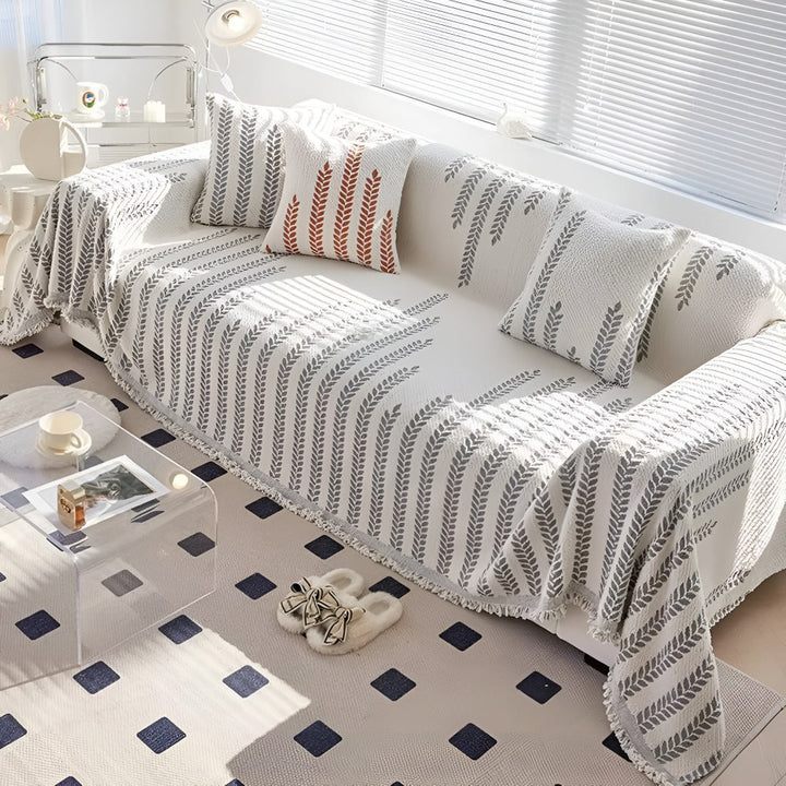 Leaf Fringed Lace Sofa Cover