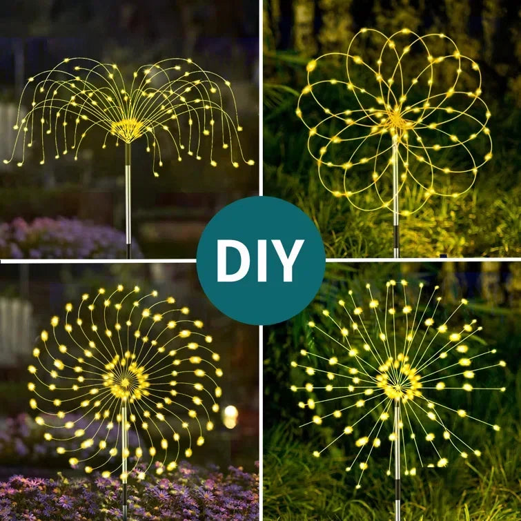 4 Piece Solar Firework Garden Lights - Weatherproof LED Decorative Lighting, Solar Energy for Garden and Patio