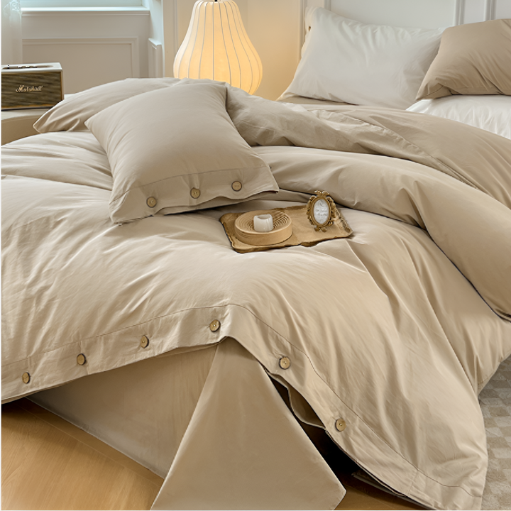 Breathable Cotton Bedding Set with Two Pillowcases