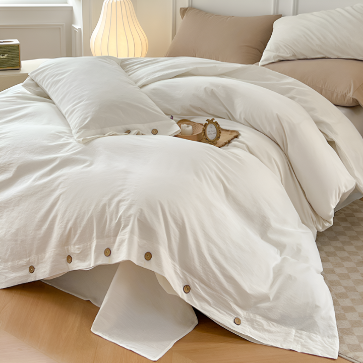 Breathable Cotton Bedding Set with Two Pillowcases