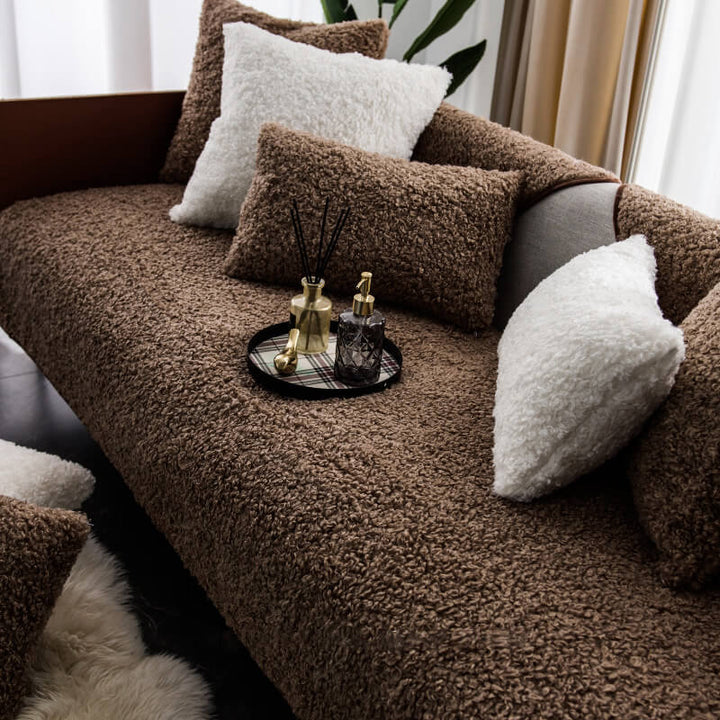 Luxury Warm Fleece Furniture Protection Mat Non-Slip Sofa Cover