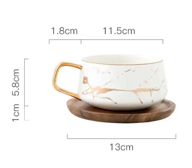 Marble Pattern Coffee Mug with Gold Decoration