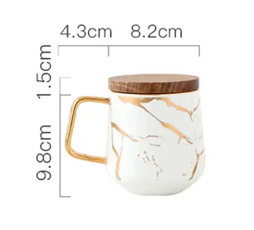 Marble Pattern Coffee Mug with Gold Decoration