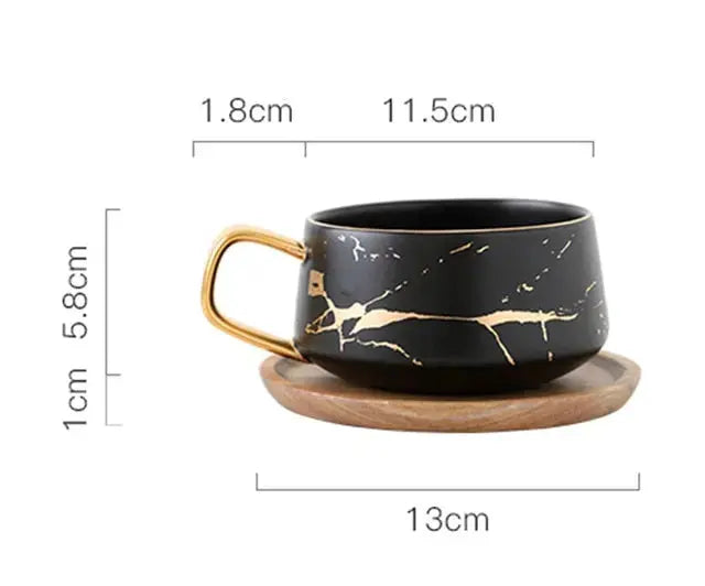 Marble Pattern Coffee Mug with Gold Decoration