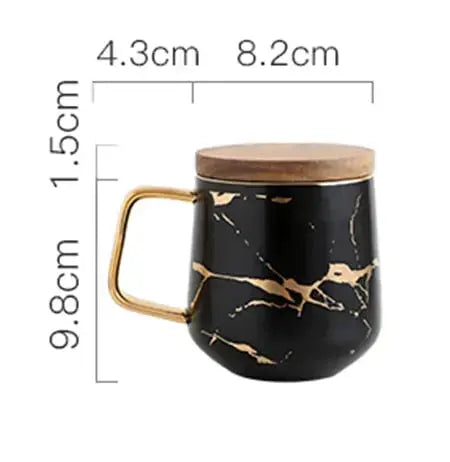 Marble Pattern Coffee Mug with Gold Decoration
