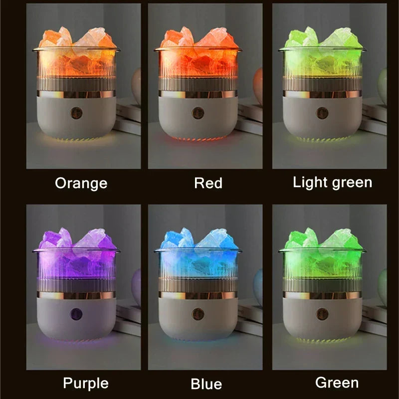 Himalaya salt crystal lamp &amp; essential oil diffuser, USB ultrasonic humidifier for home &amp; office