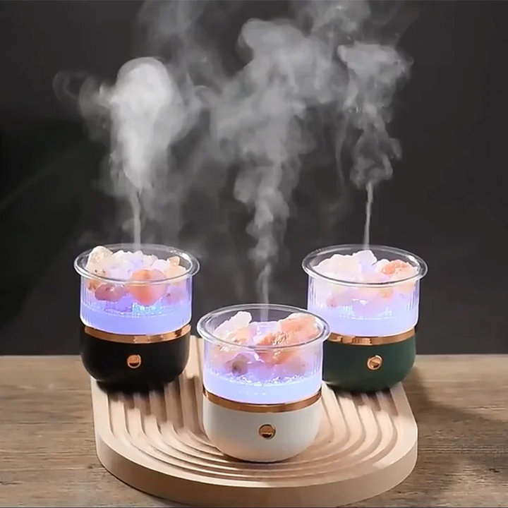 Himalaya salt crystal lamp &amp; essential oil diffuser, USB ultrasonic humidifier for home &amp; office