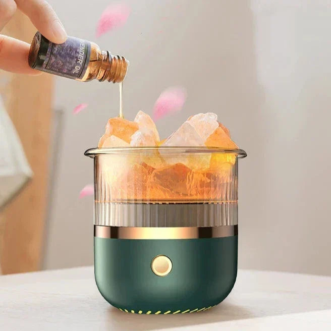 Himalaya salt crystal lamp &amp; essential oil diffuser, USB ultrasonic humidifier for home &amp; office