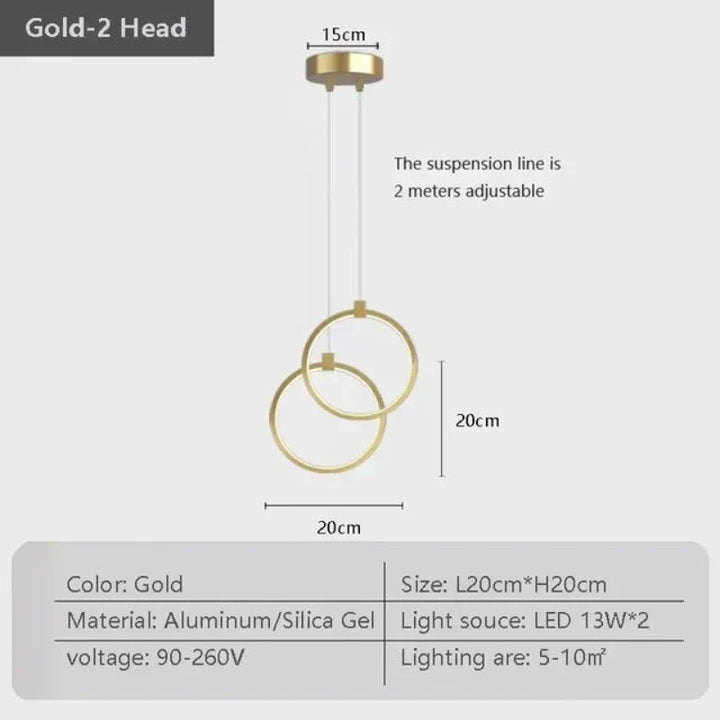 Elegant Double Ring Pendant Light | DuoGlow