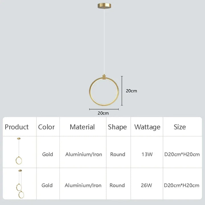 Elegant Double Ring Pendant Light | DuoGlow