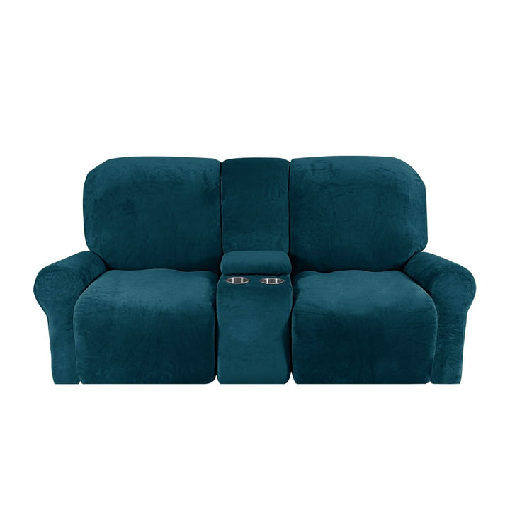 2-Seater Recliner Sofa Cover with Cup Holders – Velvet Plush