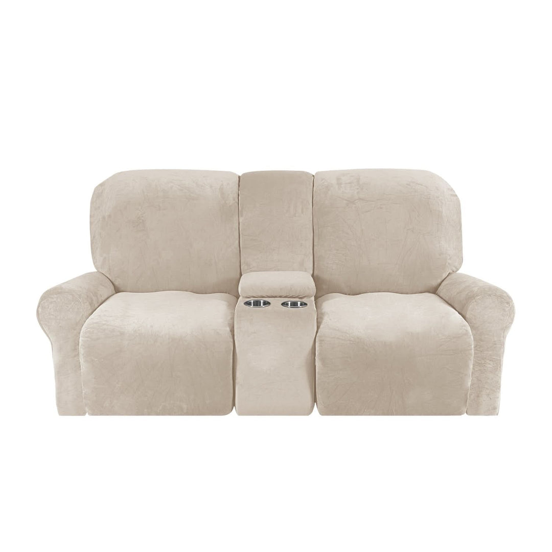 2-Seater Recliner Sofa Cover with Cup Holders – Velvet Plush