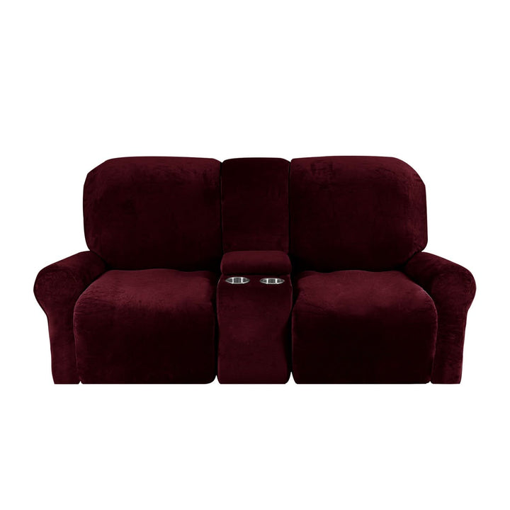 2-Seater Recliner Sofa Cover with Cup Holders – Velvet Plush
