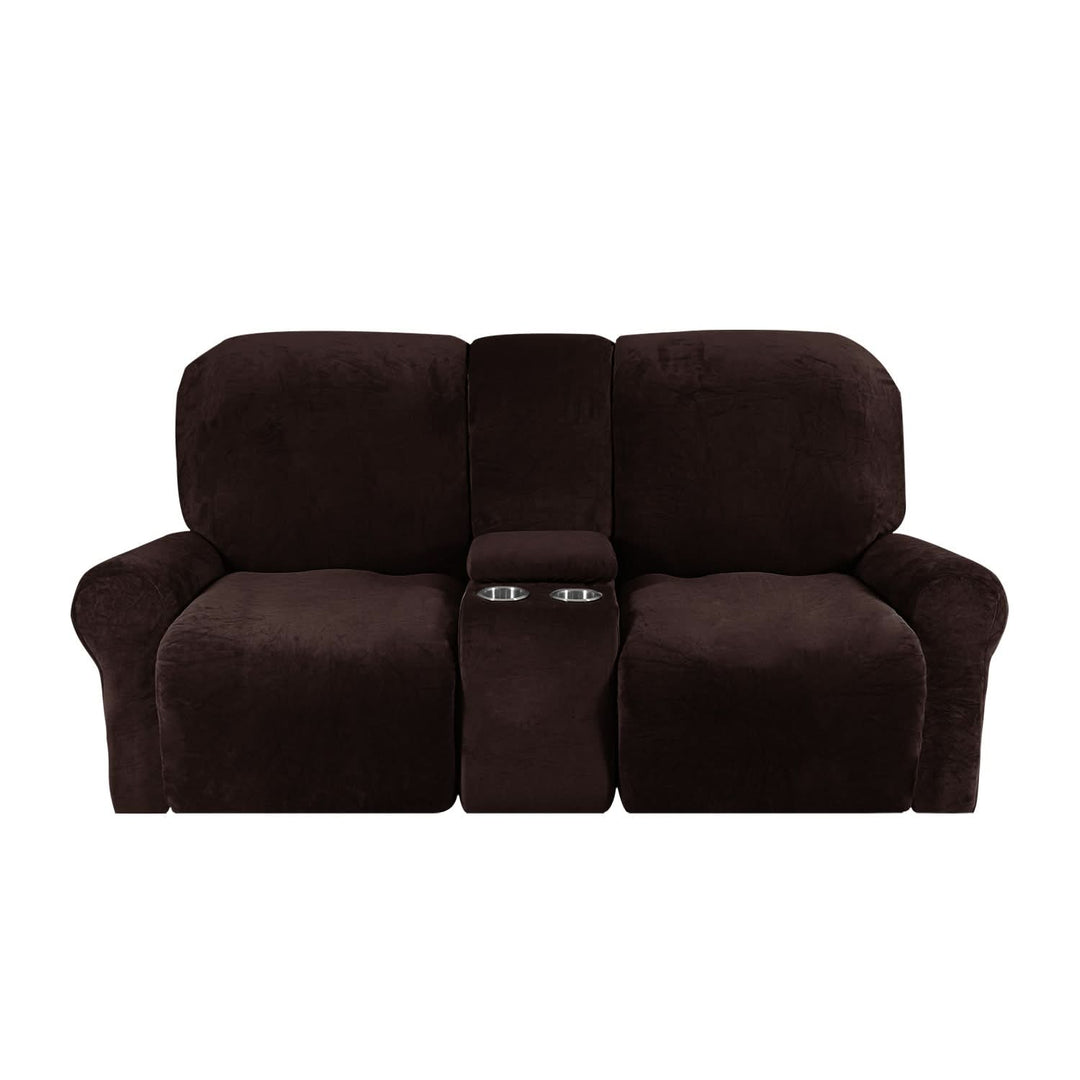 2-Seater Recliner Sofa Cover with Cup Holders – Velvet Plush