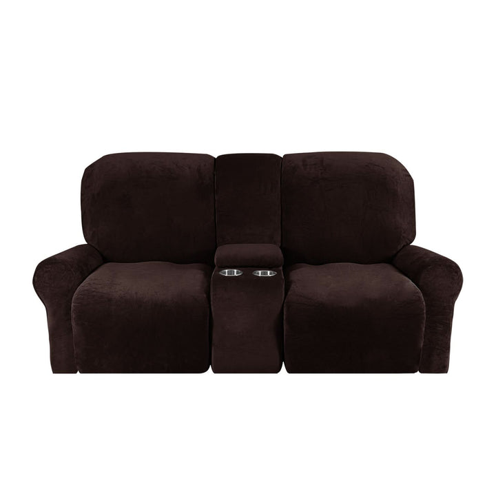 2-Seater Recliner Sofa Cover with Cup Holders – Velvet Plush