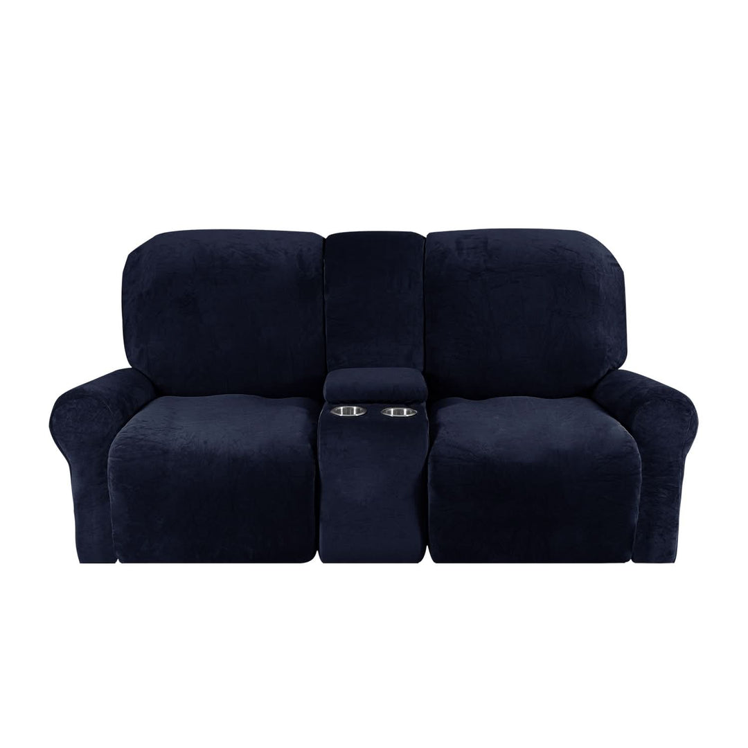2-Seater Recliner Sofa Cover with Cup Holders – Velvet Plush