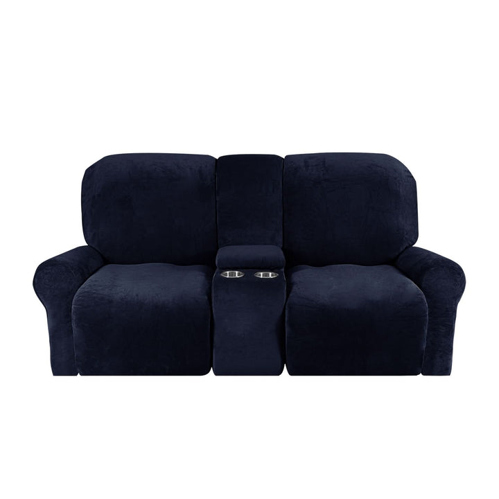 2-Seater Recliner Sofa Cover with Cup Holders – Velvet Plush