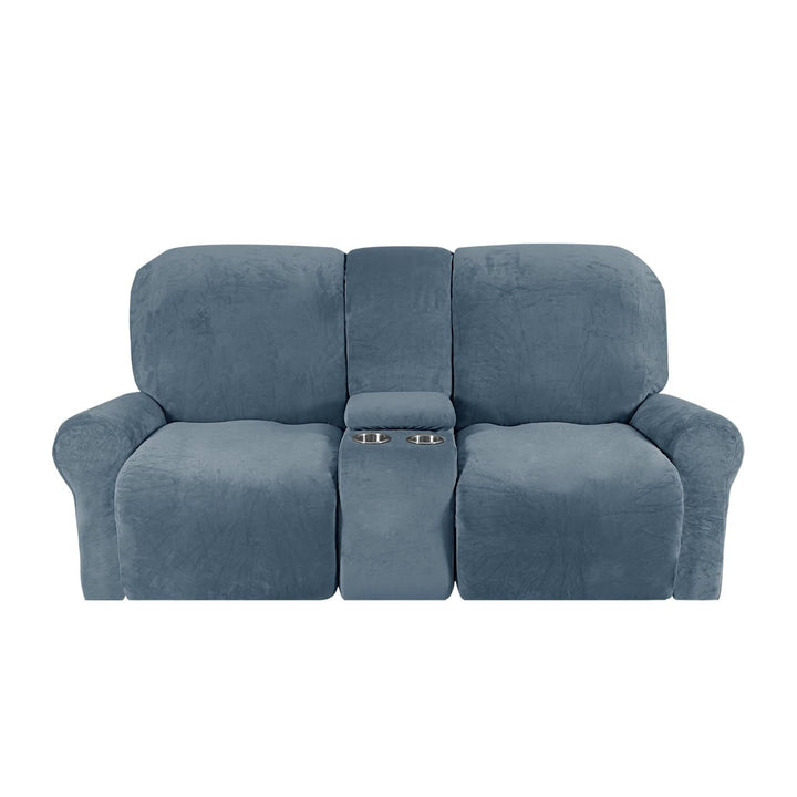 2-Seater Recliner Sofa Cover with Cup Holders – Velvet Plush