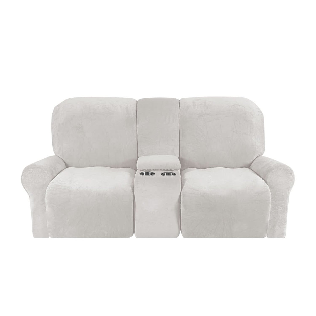 2-Seater Recliner Sofa Cover with Cup Holders – Velvet Plush