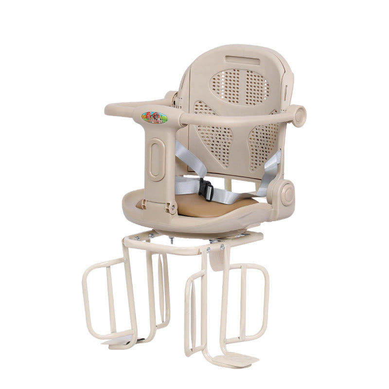 rear-mounted toddler bicycle seat with padded ergonomic backrest adjustable footrests and secure harness