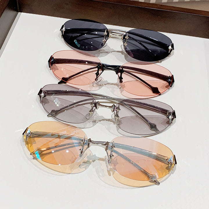 Ladies fashionable sunglasses in futuristic design with mirrored frame