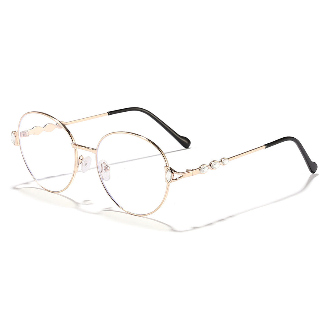Women round sunglasses with elegant metal frame and mirrored lenses