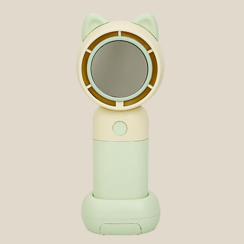 Ladies Portable Hand Fan with Integrated Mirror Function