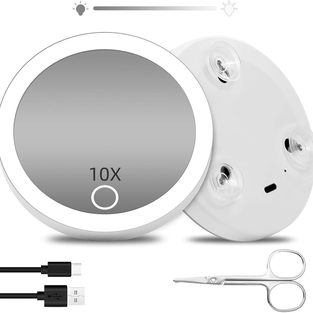 TenX LED Suction Magnifying Makeup Mirror with Touch Sensor USB Rechargeable Portable