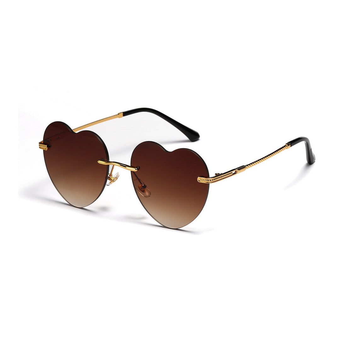 Ladies trendy heart sunglasses with mirrored lenses