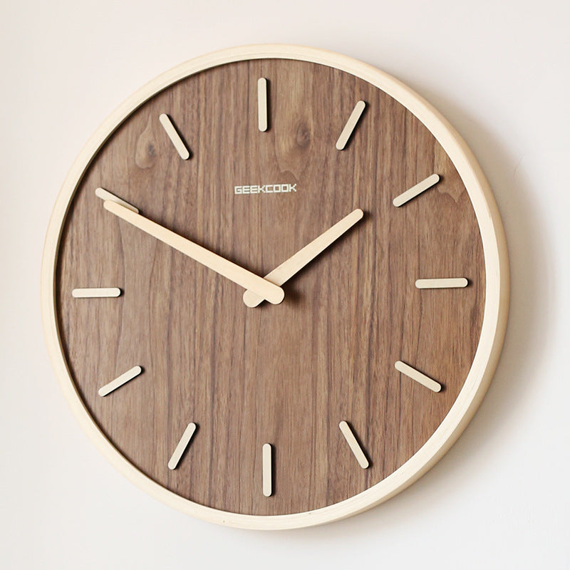 Minimalistic Quiet Wooden Wall Clock 12 Inch