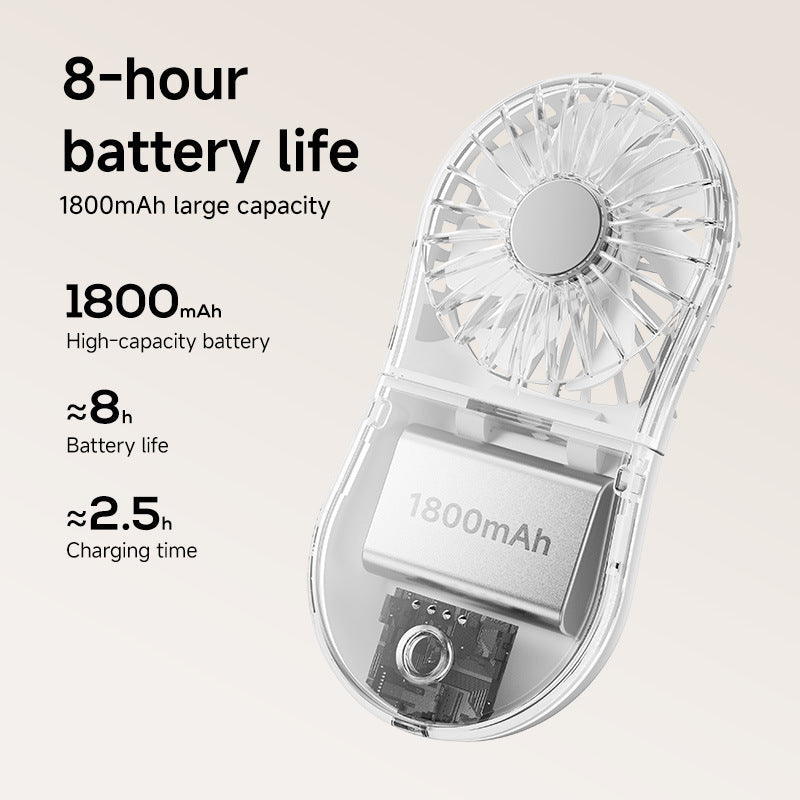 Unisex Portable Rechargeable Handheld Fan with Mirror