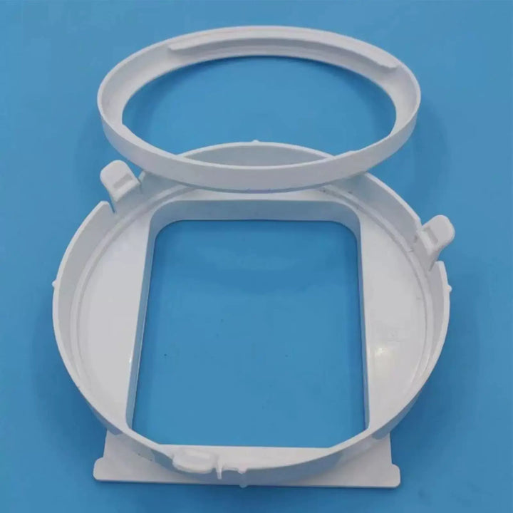 Unisex one size universal window fan adapter with circular exhaust collar and quick-release flange for portable air conditioners