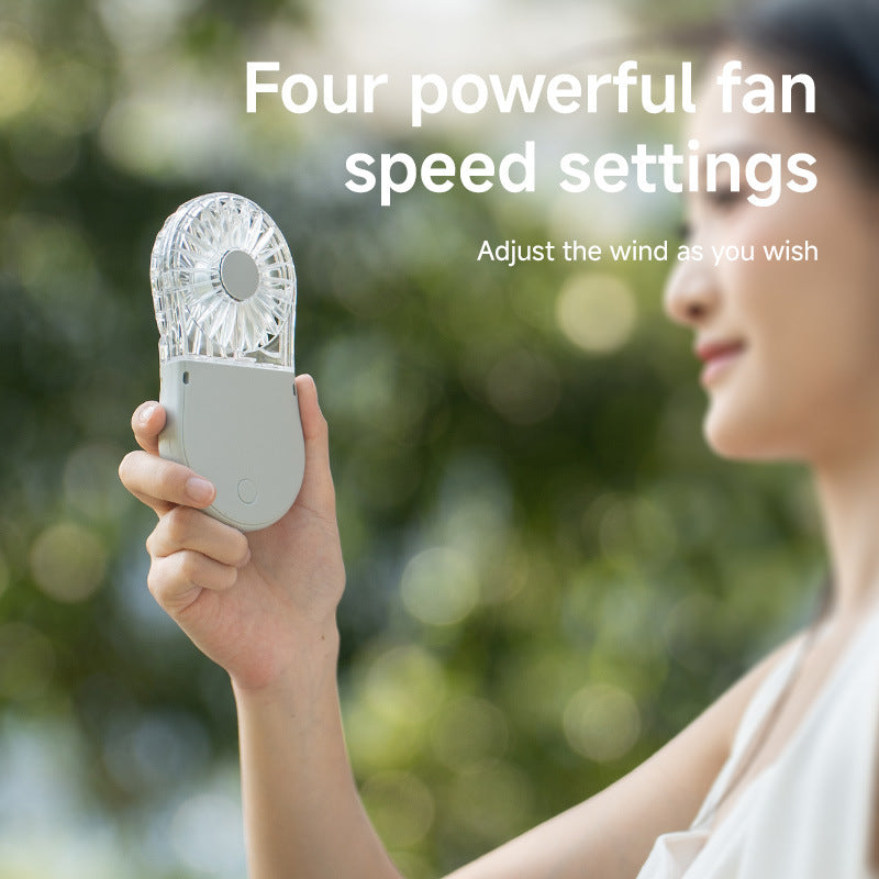 Unisex Portable Rechargeable Handheld Fan with LED Mirror