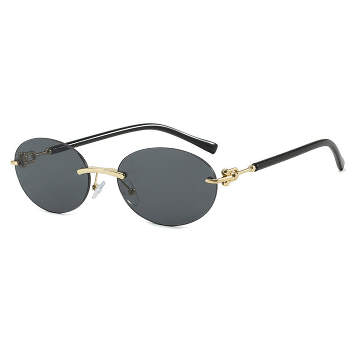 Women oval sunglasses with luxurious metal frame and mirrored lenses
